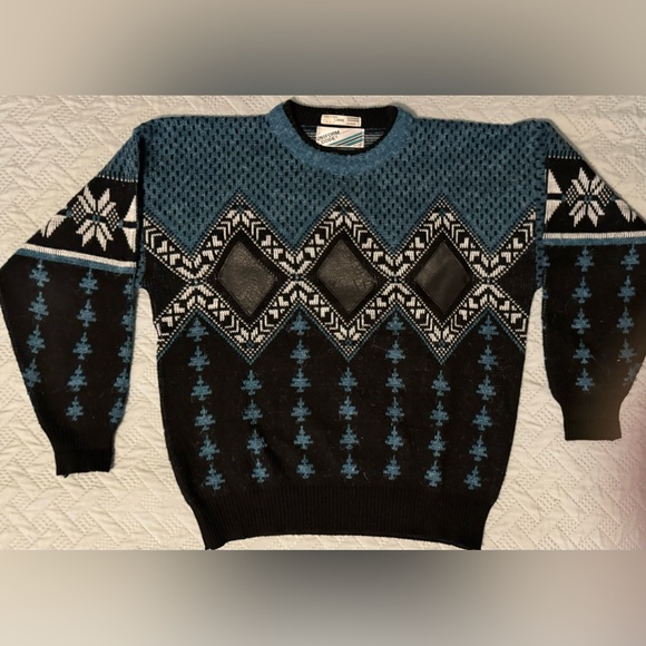 Vintage Black and Teal Sweater - Picture 1 of 3